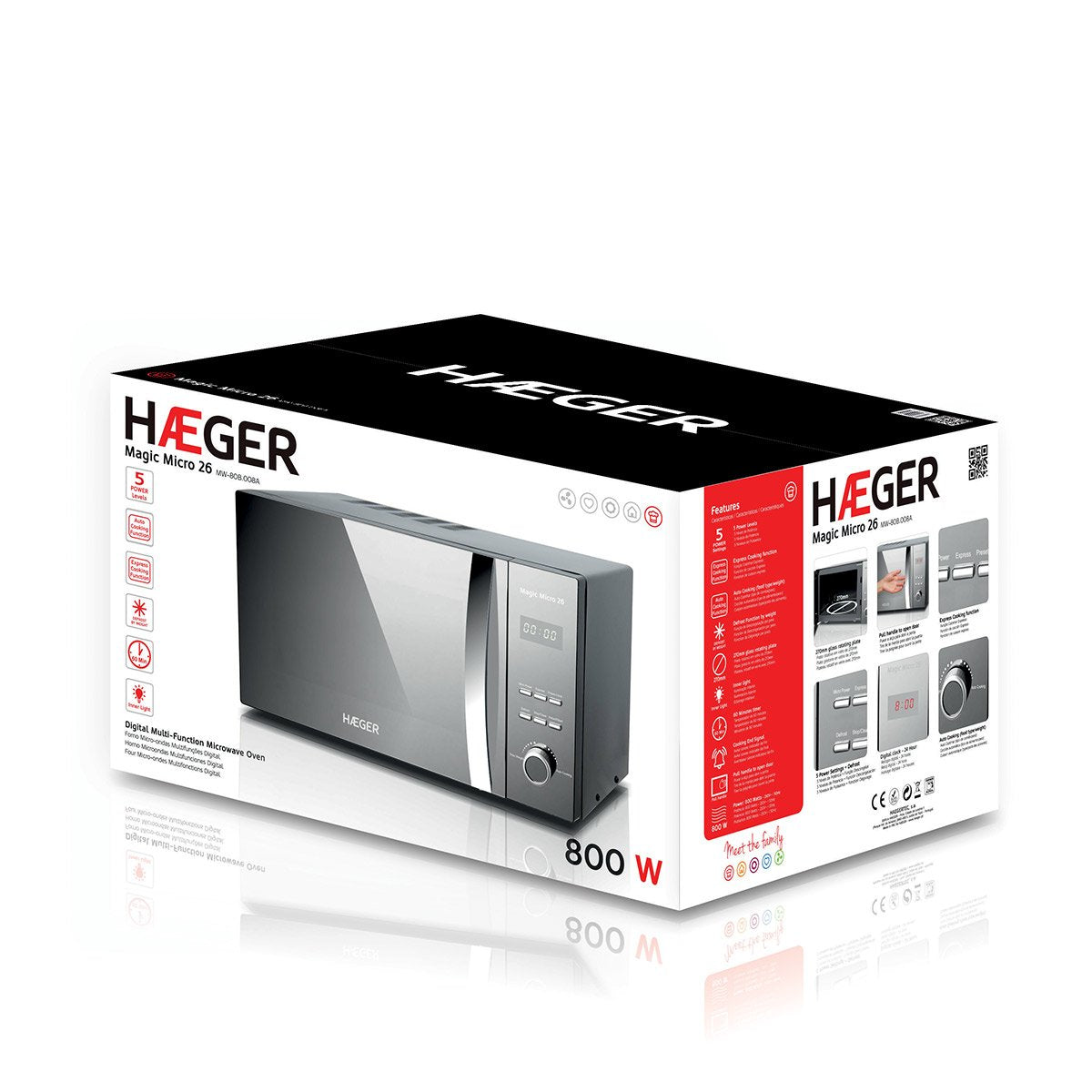 EAN 5608475016356 - Haeger MW-80B.008A microondas Plata Solo microondas Encimera 26 L 800 W imagen 5