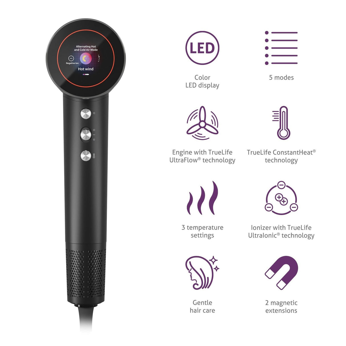 EAN 8595724900382 - TrueLife HairDryer D9 secador 1600 W Negro imagen 6