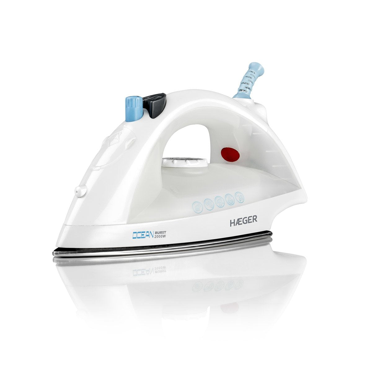 Haeger Ocean Burst 2000 Plancha Vapor-Seco Suela De Acero Inoxidable 2000 W Blanco