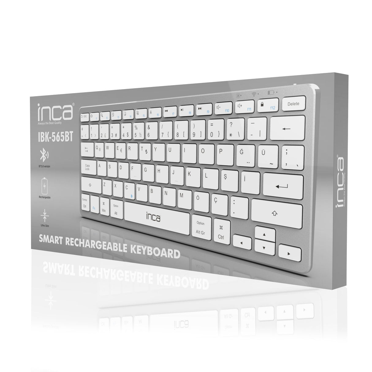 Inca Teclado Ibk-565bt, Bluetooth, 5.0 Smart, Plata