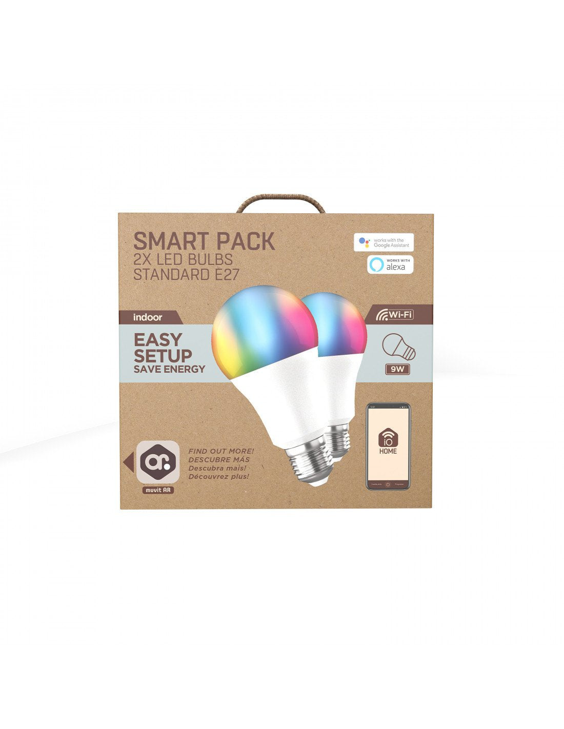 Bombilla Led Inteligente Muvit Io A60 Casquillo E27 9w 800 Lúmenes 2700k-6500k Pack De 2 Uds