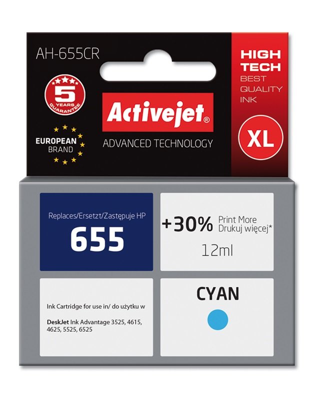 EAN 5901443095835 - Activejet AH-655CR cartucho de tinta 1 pieza(s) Compatible Alto rendimiento (XL) Cian imagen 1