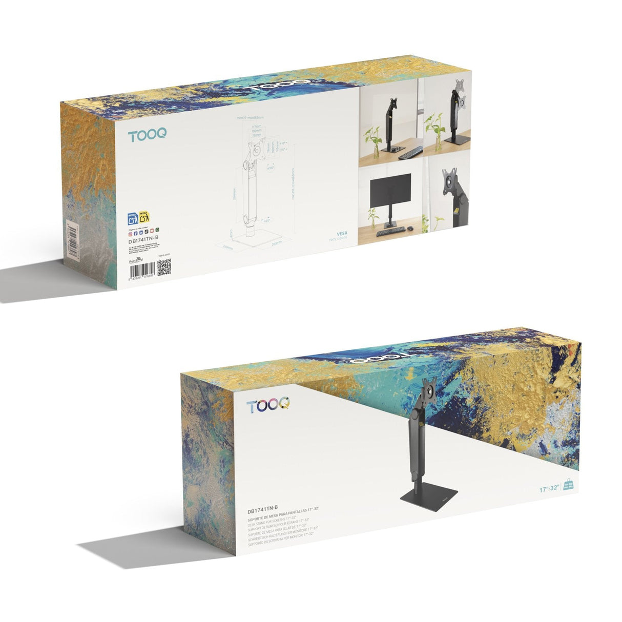 Soporte De Mesa Para Monitor Tooq Db1741tn-B Giratorio Inclinable Hasta 8kg