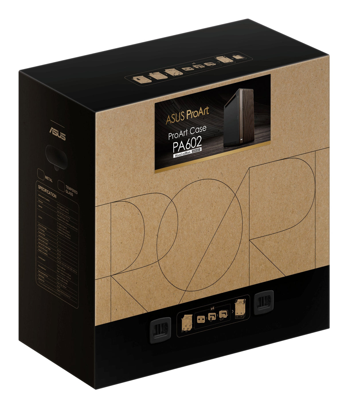 Caja Pc Asus Geh Proart Pa602 Walnut Wood Metal Pwm Modern Negro
