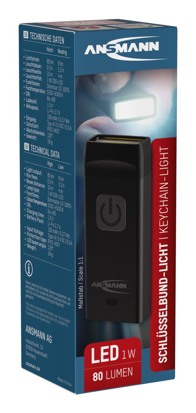 Ansmann Taschenlampe Led Miniformat Dimmbar Usb-A