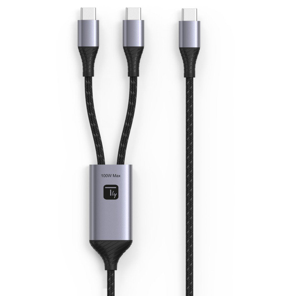 Techly Icoc Mu2c-2c100w Cable De Carga Usb-C A 2x Usb-C 100w 1,5m Pd Qc Pps