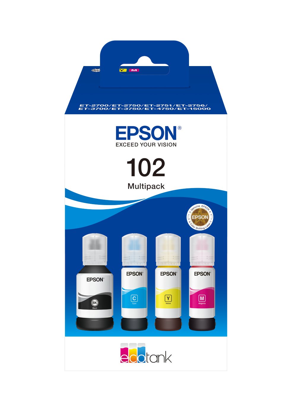 Botella De Tinta Original Epson 102 Multipack Negro Cian Amarillo Magenta