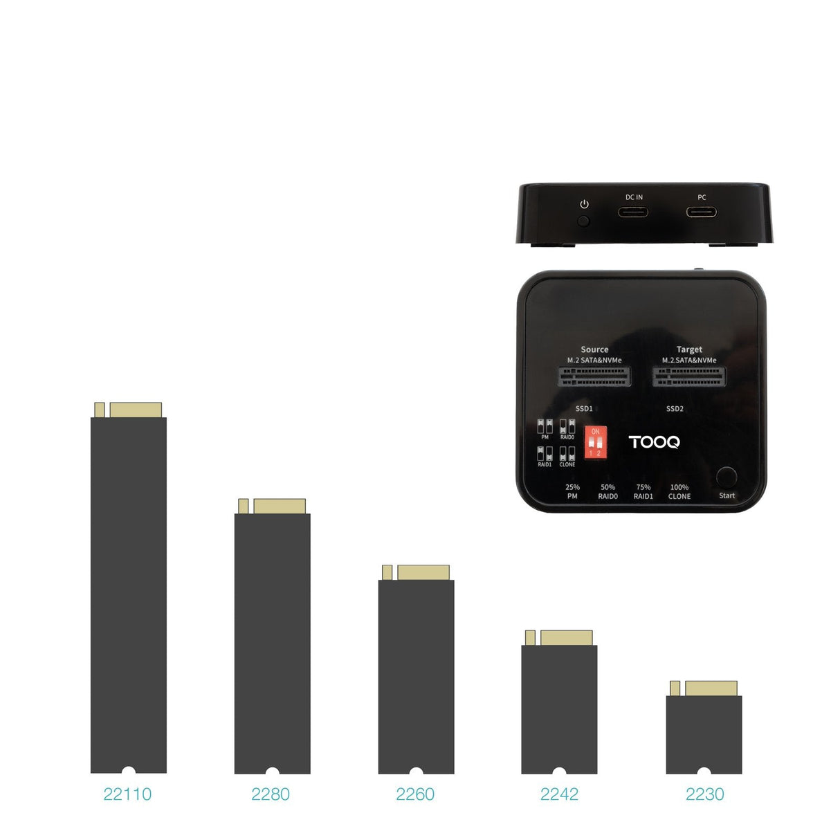 Docking Station Para Ssd M2 Sata Nvme Tooq Tqds-201b