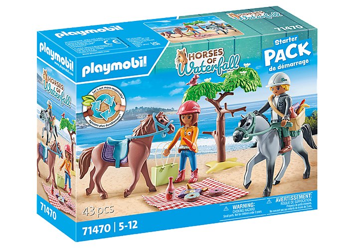Playmobil 71470 Horses Of Waterfall Starter Pack Reitausflug An Den Strand Mit Amelia Und Ben, Juguete De Construcción 71470