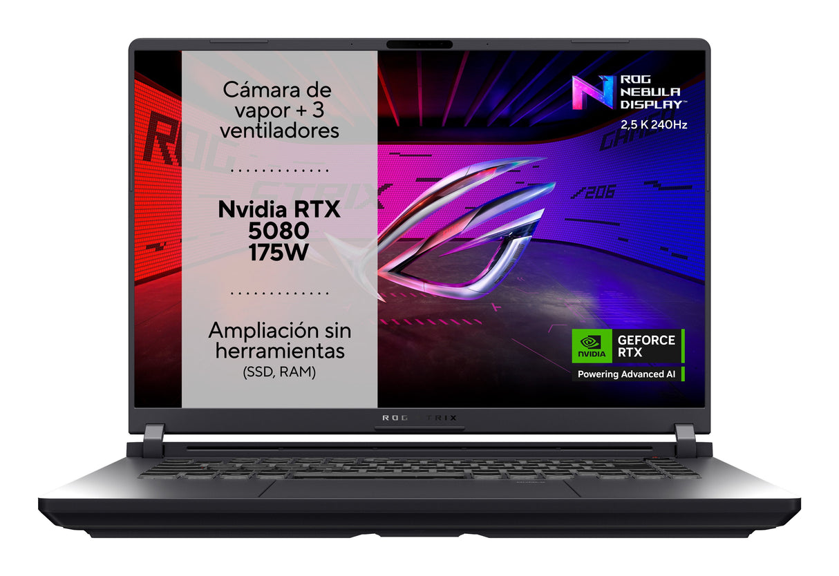 Asus Rog Strix G16 G615lw-S5003 - Ordenador Portátil Gaming De 16" Wqxga 240hz (Intel Core Ultra 9 275hx, 32gb Ram, 1tb Ssd, Nvidia Rtx 5080 16gb, Sin Sistema Operativo) Gris Eclipse - Teclado Qwerty Español