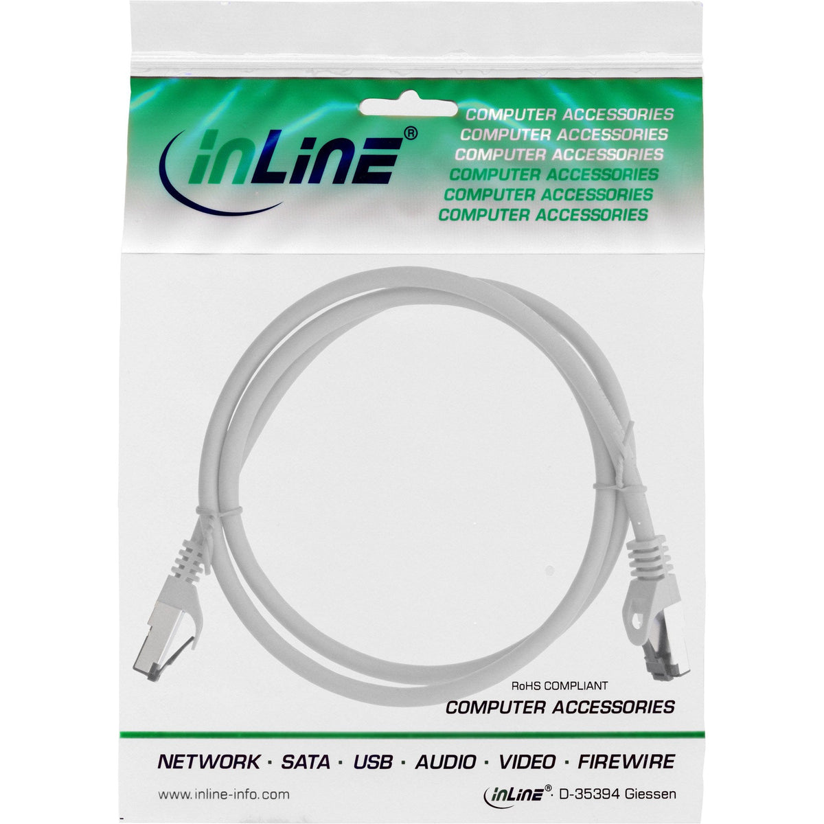 Cable De Red Inline S/Ftp Pimf Cat.8.1 Libre De Halógenos 2000mhz Gris 1m