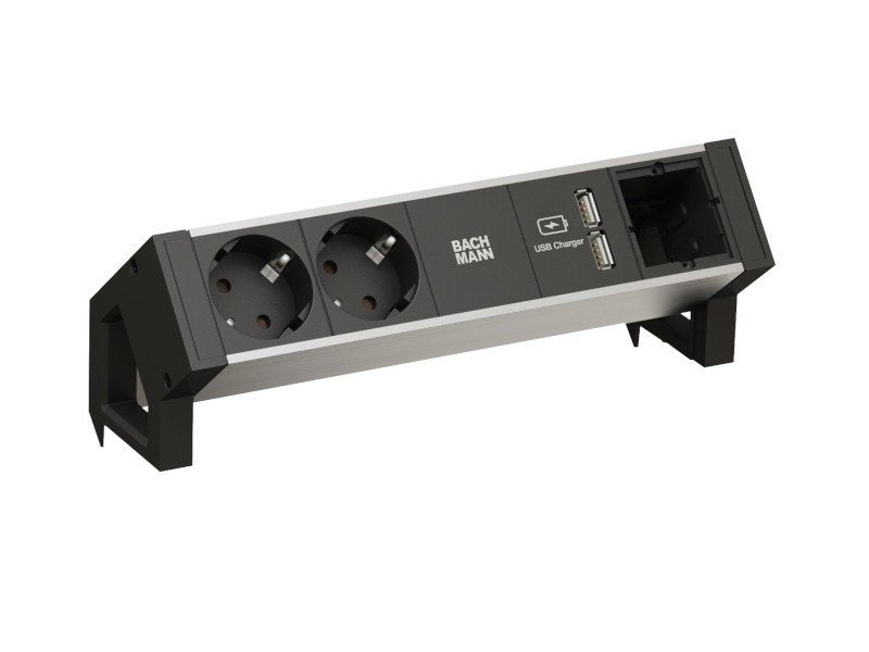 Regleta Bachmann Desk 2 Base Múltiple 0,2 M 2 Salidas Ac Interior Negro, Gris