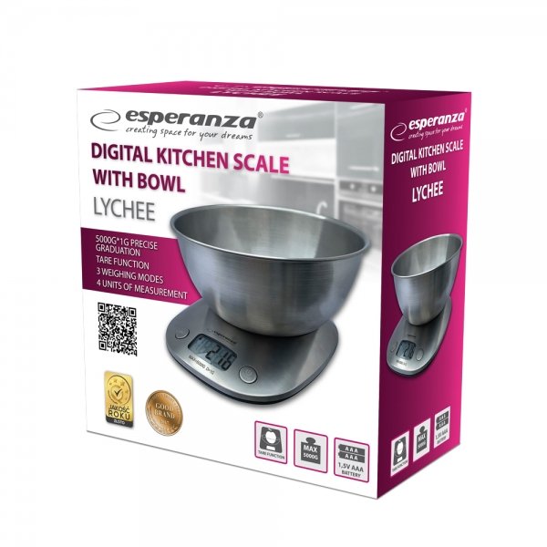 EAN 5901299955543 - Esperanza LYCHEE Metálico Encimera Ovalado Báscula electrónica de cocina imagen 4