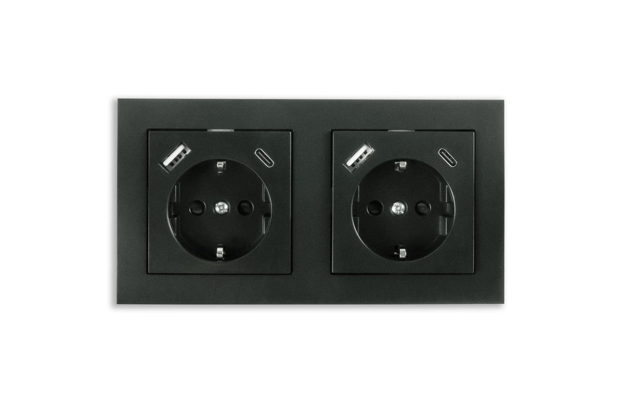 Cablemeimer Schutzkontakt-Einbaumeckdose 2-Fach Anthrazit