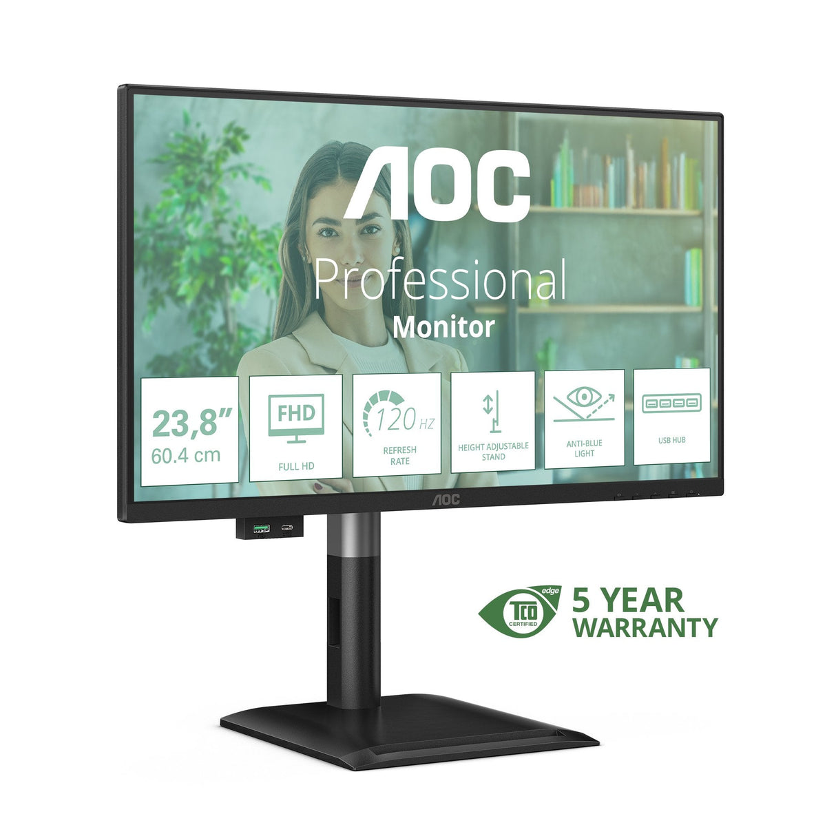 Monitor Aoc 24p4u 23.8" 1920 X 1080 Pixeles Full Hd Negro