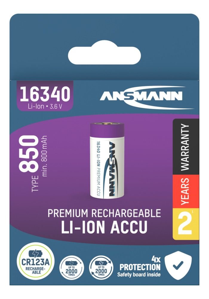 Ansmann 16340 Li-Ion Akku 850mah 3,6v Versión Estándar 1300-0017