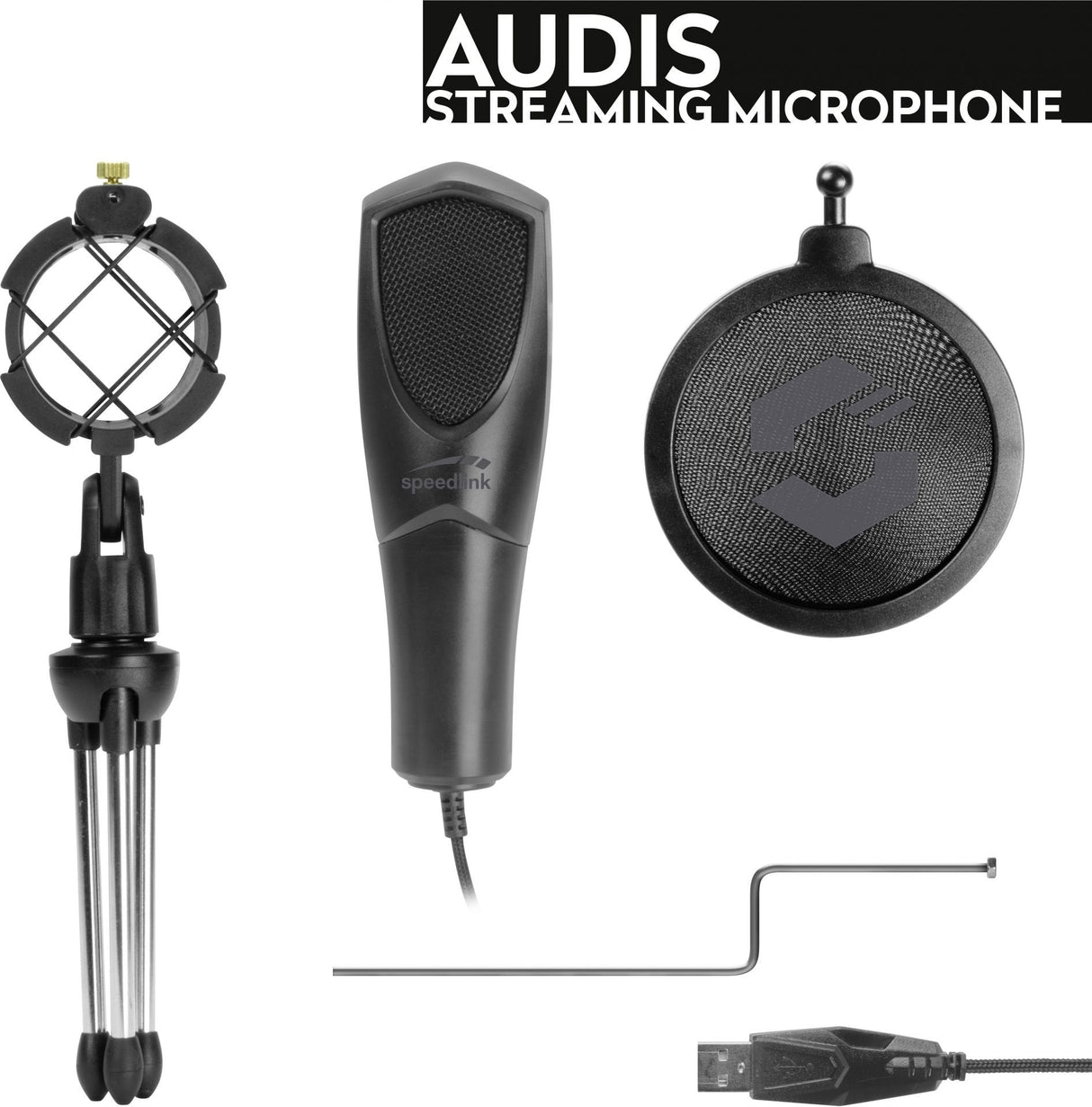 Micrófono Speedlink Audis De Superficie Para Mesa Negro