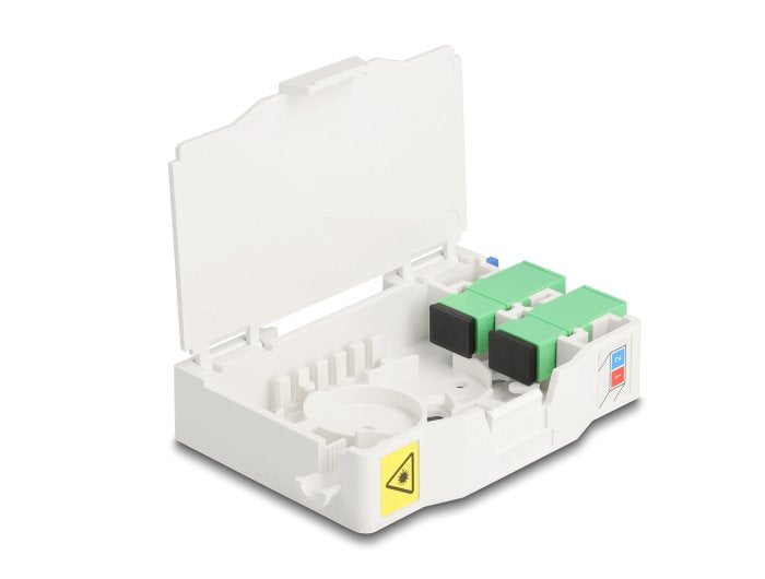 Delock 85935 Caja De Conexión De Fibra Óptica Para Carril Din Con Soporte De Empalme Y 2 X Acoplador Sc Simplex