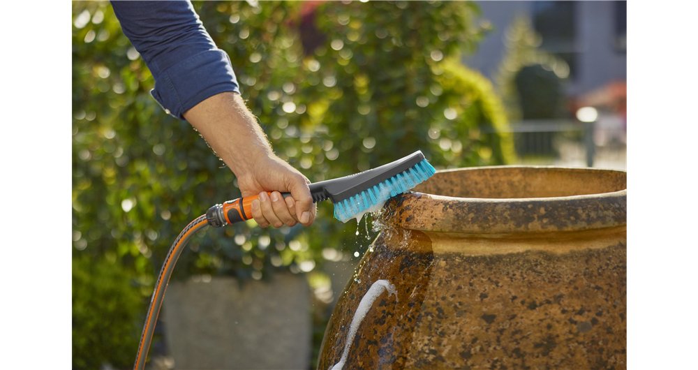 Gardena Cepillo De Mano Cleansystem S Duro, Cepillo De Lavado Gris/Turquesa 18844-20