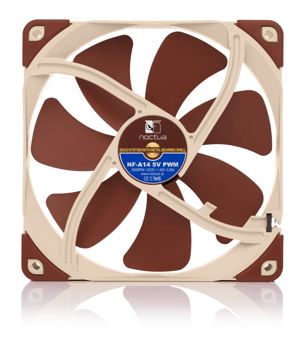 EAN 9010018100235 - Noctua NF-A14 Carcasa del ordenador Ventilador 14 cm Beige, Marrón imagen 3