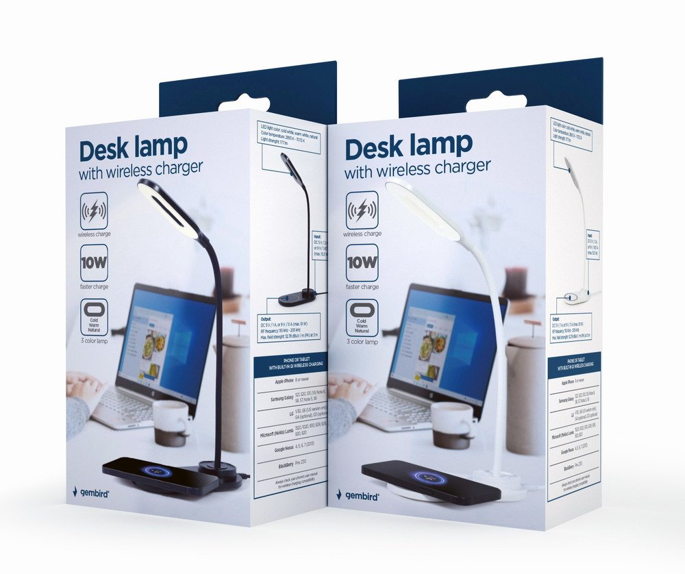 EAN 8716309121613 - Gembird TA-WPC10-LED-01-MX lámpara de mesa Negro, Blanco imagen 11