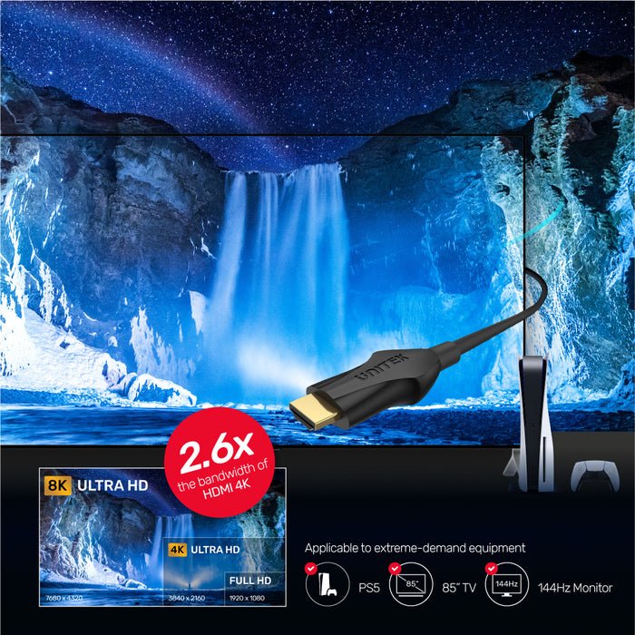 Unitek Cable Hdmi 2.1 8k, 4k@120hz, 3m C11060bk-3m