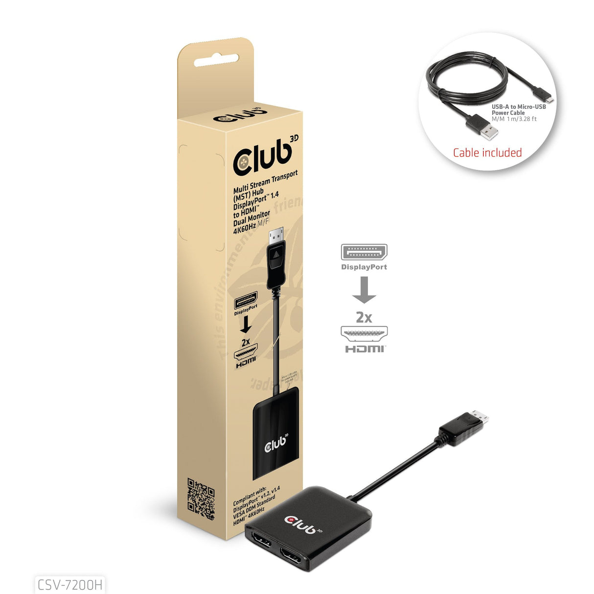 EAN 8719214471996 - CLUB3D CSV-7200H divisor de video DisplayPort 2x HDMI imagen 2