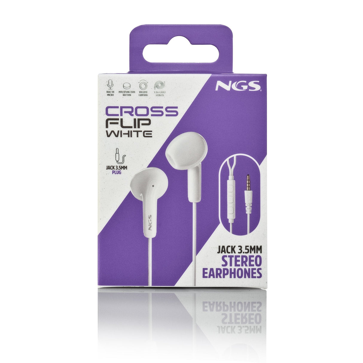 Auriculares Intrauditivos Ngs Cross Flip Con Micrófono Jack 3.5 Blancos