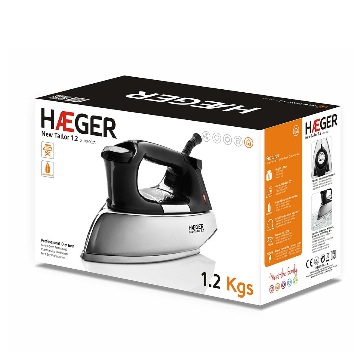 EAN 5608475006869 - Haeger DI-120.001B plancha Plancha seco Suela de aluminio 1200 W Negro, Acero imagen 4