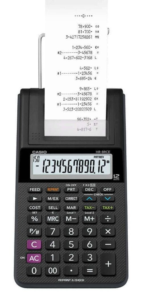 Casio Calculadora De Oficina Con Impresora Negro Hr-8rce