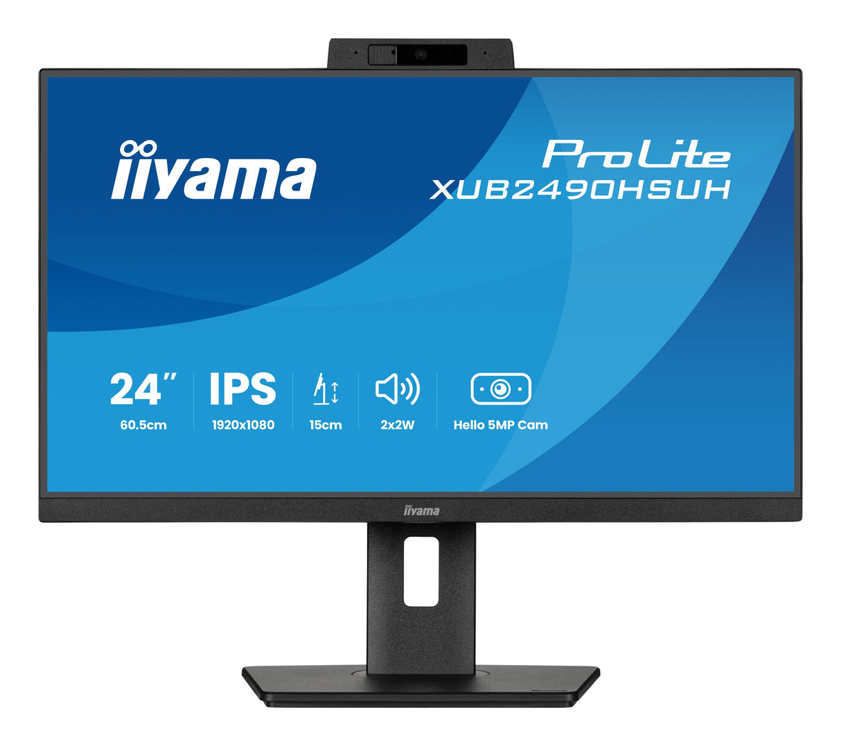 Monitor Iiyama 24" Prolite Xub2490hsuh-B2 Led  (Matt), Fullhd, Ips, Webcam, Micrófono, Cubo Usb, Panel De 100hz Xub2490hsuh-B2 Negro
