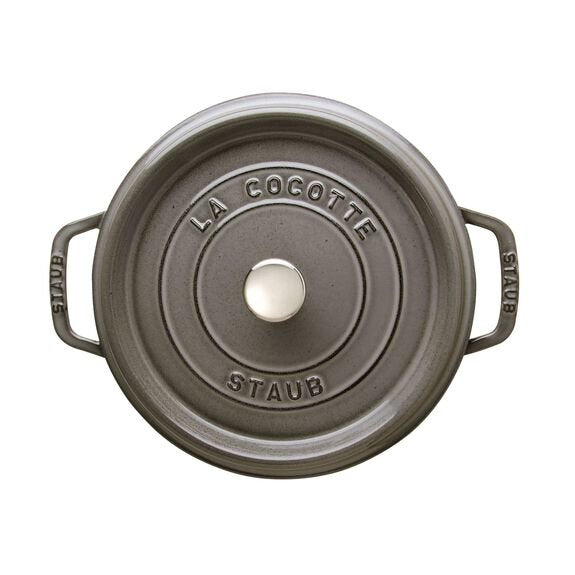 Olla Staub Round Cocotte, 24cm Cast Iron, Graphite Grey