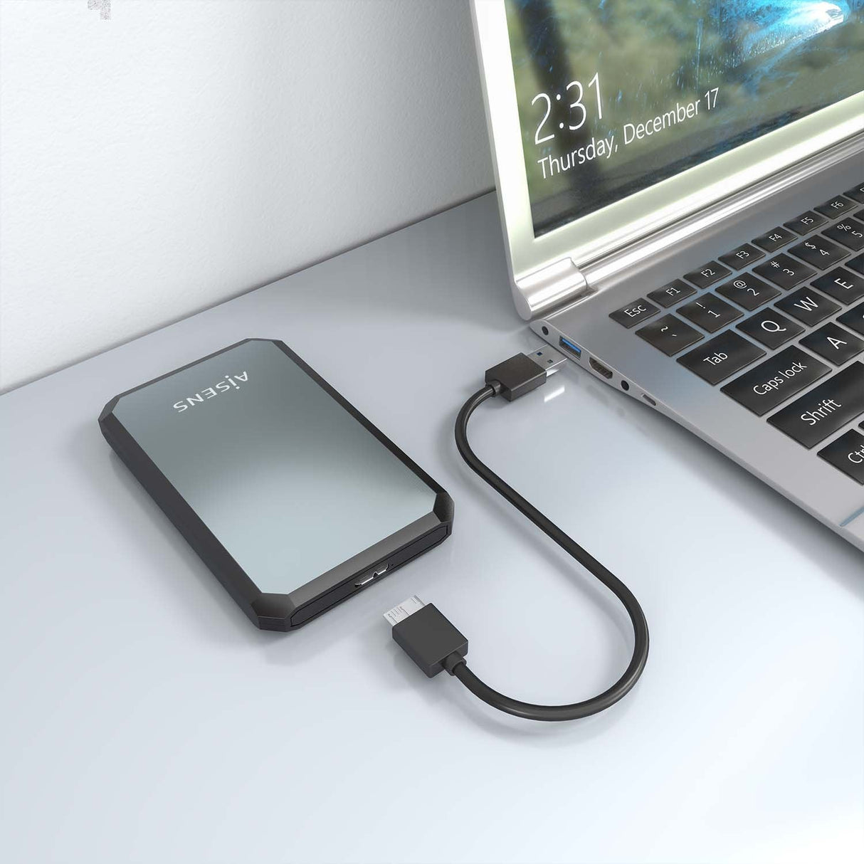 Aisens Caja Externa 2,5&Quot; Ase-2529b 9.5mm Sata A Usb 3.0/Usb3.1 Gen1, Negra-Gris