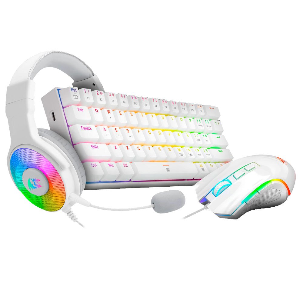 Redragon Combo Teclado+Ratón+Auricular K630rgbw+M607w+H350rgb-1-W Blanco Español