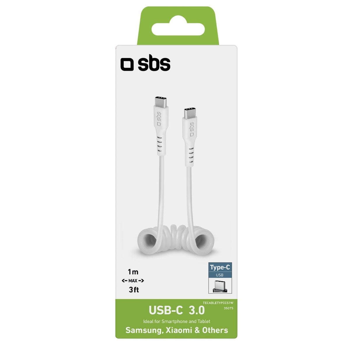 Sbs Tecabletypccs1w Cable Usb 1 M Usb 3.2 Gen 1 (3.1 Gen 1) Usb C Blanco