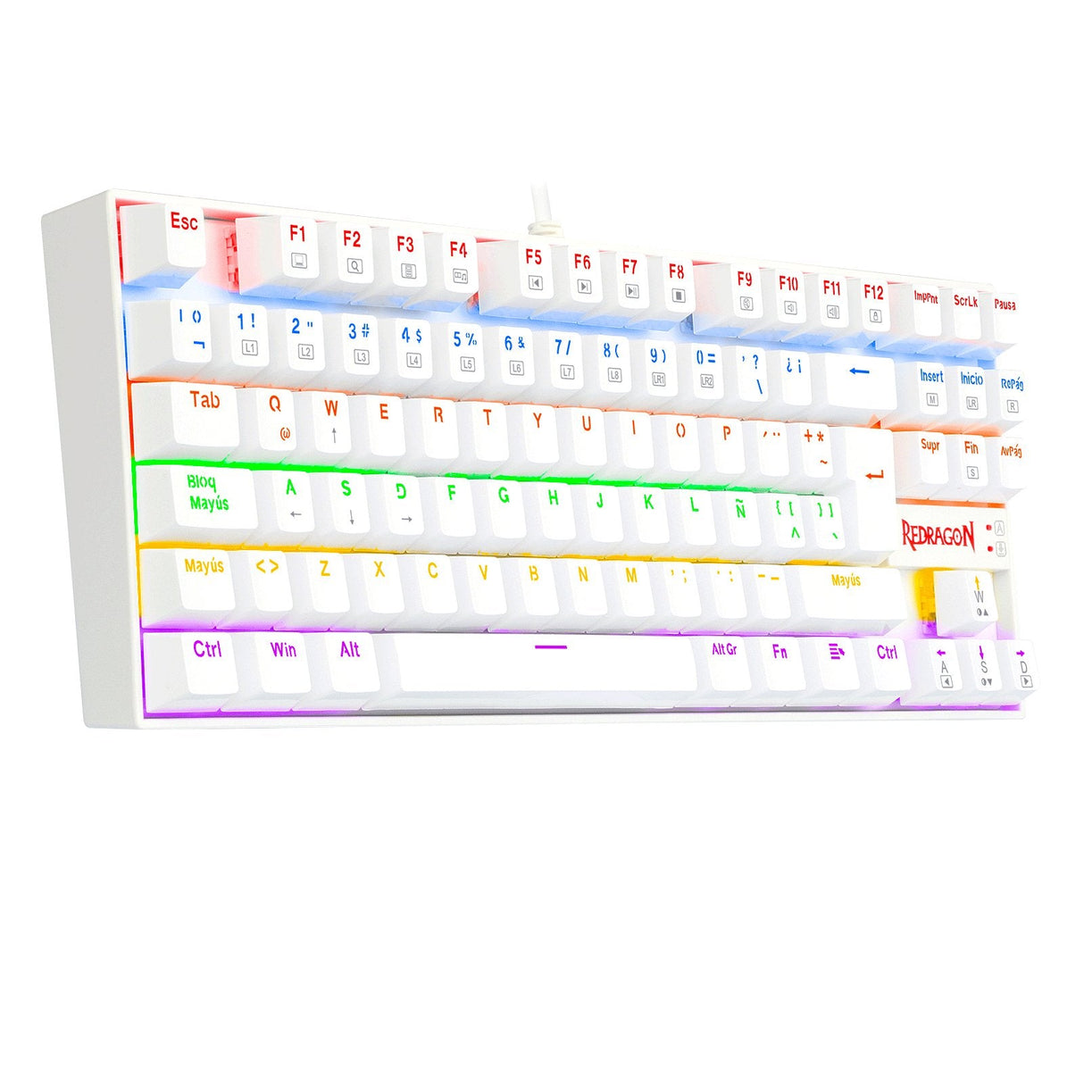 Redragon Kumara 2 Teclado Mecanico Gaming Rainbow Español Blanco