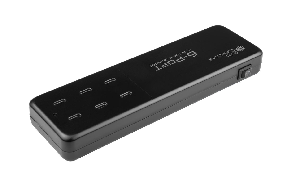 Estación De Carga Rápida De Escritorio Usb 120w 6 Puertos 6xusb-C Pd3.0 Qc4+ Goodconnections Negro