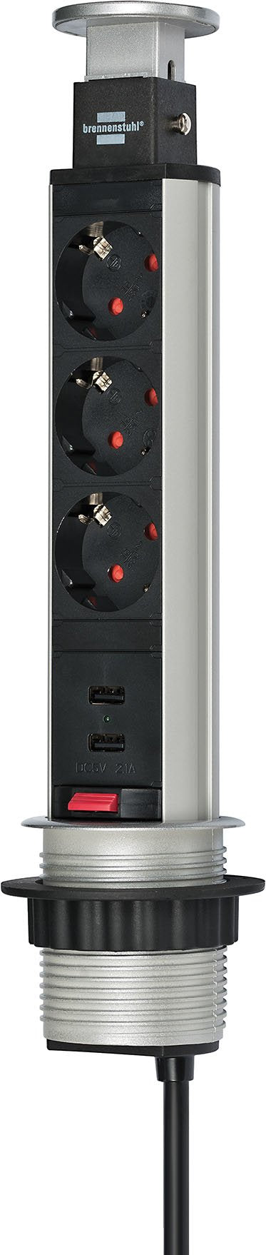EAN 4007123638956 - Brennenstuhl 1396200013 base múltiple 2 m 3 salidas AC Interior Aluminio, Negro imagen 1