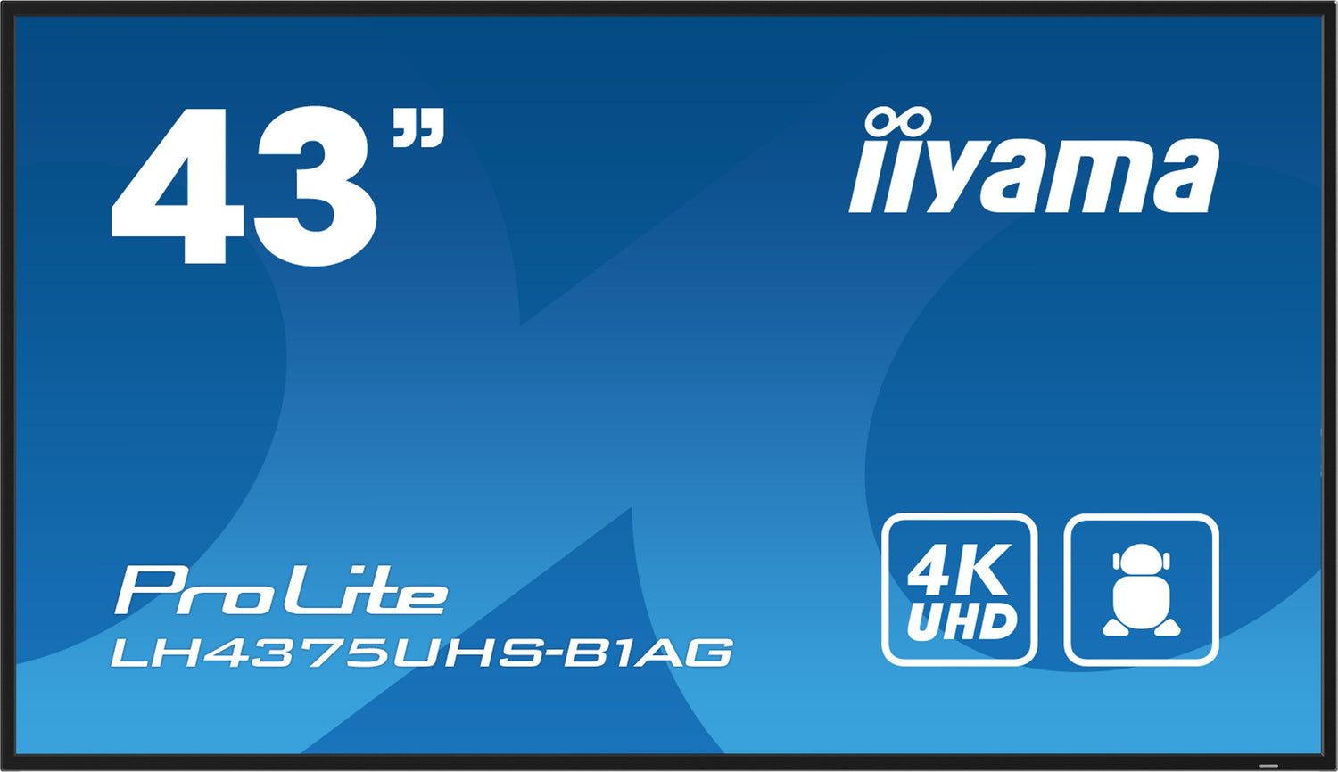 Pantalla De Señalización  Iiyama Lh4375uhs-B1ag  42.5" Lcd 500 Cd / M² 4k Ultra Hd Procesador Incorporado Android 8.0 18/7