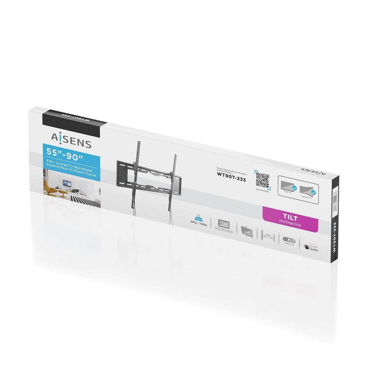 Aisens Soporte Eco Inclinable Para Monitor/Tv 50kg De 55-90, Negro