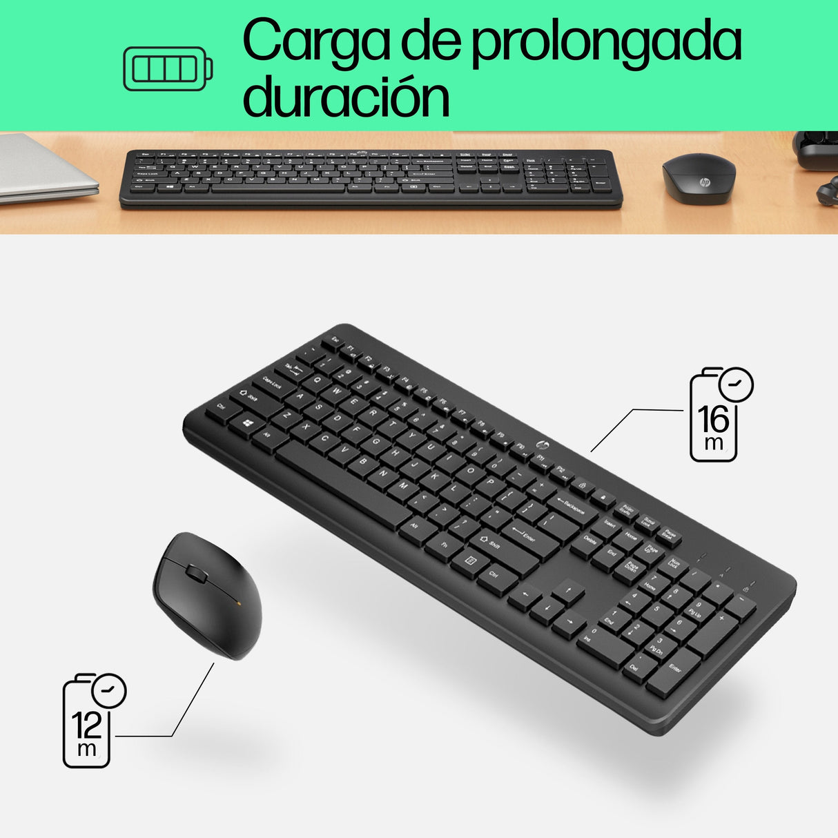 EAN 0195122117894 - HP 230 Wireless Mouse and Keyboard Combo teclado Ratón incluido Oficina RF inalámbrico QWERTY Negro imagen 9