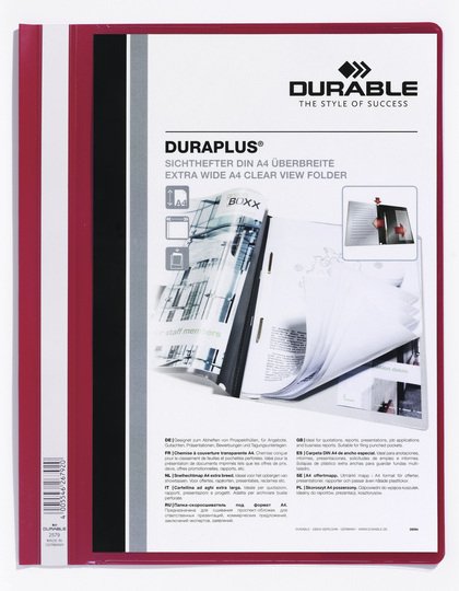 Carpeta Oferta Durable Duraplus Bolsillo Transparente Rojo