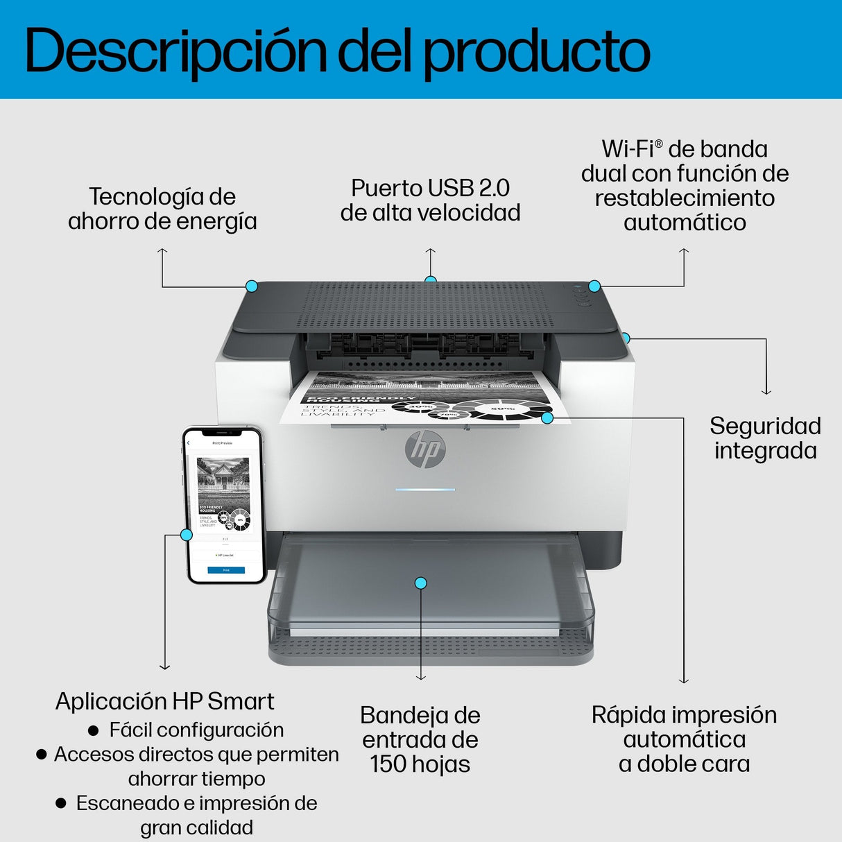 EAN 0194850664267 - HP LaserJet M209dw Printer 600 x 600 DPI A4 Wifi imagen 6