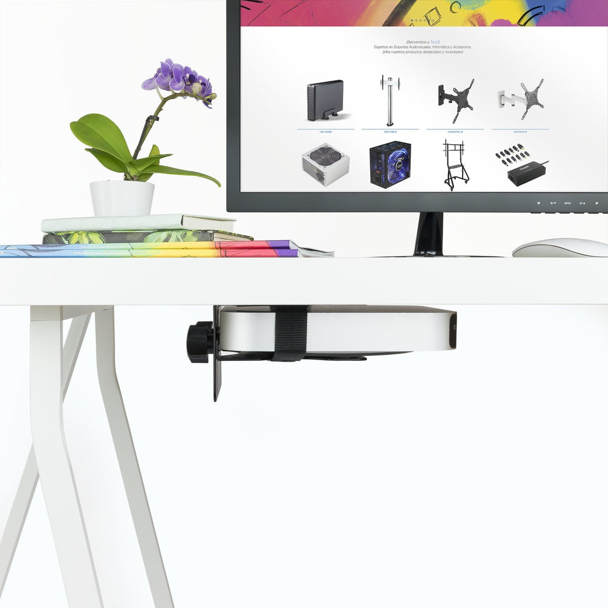 Tooq Soporte Vesa Para Mini Pc - 4 Opciones De Instalacion - Peso Max 5kg - Vesa 100x100 - Negro