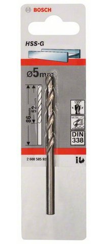 Bosch Metal Drill Bits Hss-G 5,0x52x86mm