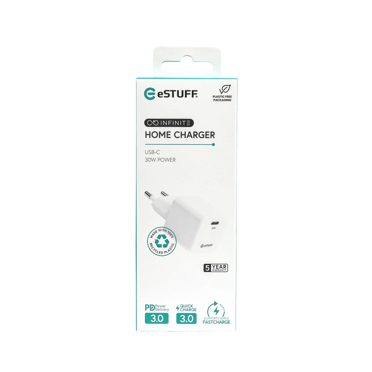 Infinite Usb-C Charger Eu Pd - 30w Gan. 1 X Usb-C. White. - Recycled Plastic - Warranty: 60m