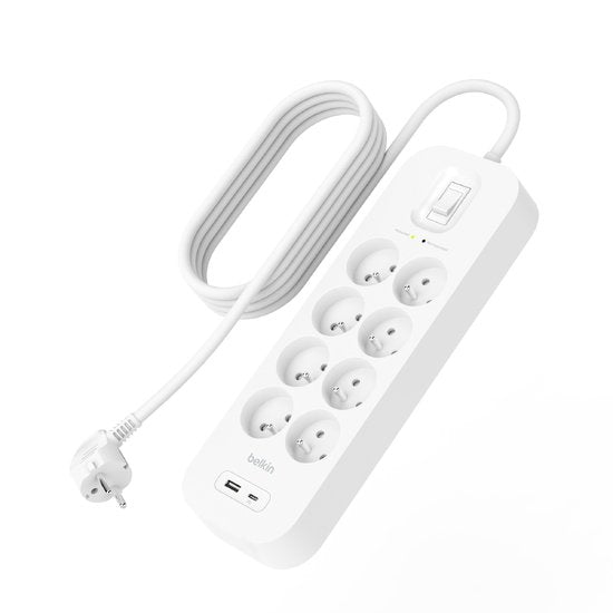 EAN 0745883855612 - Belkin SRB003CA2M limitador de tensión Blanco 8 salidas AC 2 m imagen 3