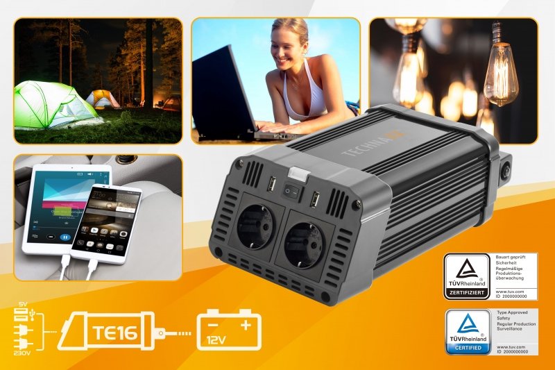 EAN 4260358121086 - Technaxx 1200W TE16 adaptador e inversor de corriente Interior Negro imagen 9