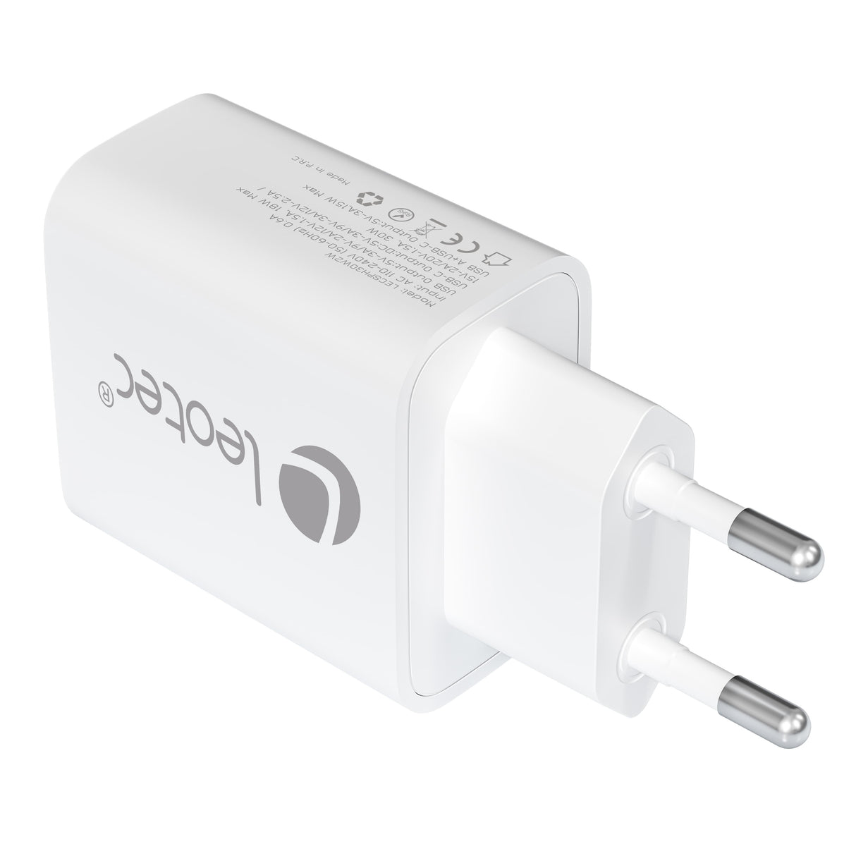 Cargador Pared/Viaje Usb-C/Pd + Usb-A 30w Blanco Leotec Cargador 30w Gan Carga Rapida 1 Usb-C Pd + 1 Usb-A Blanco (Compatible Con Apple Y Samsung)