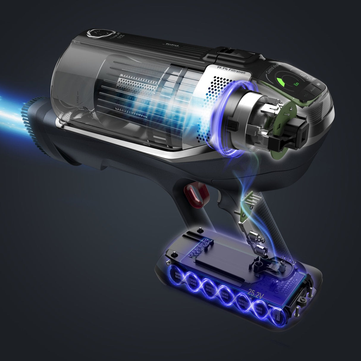 Aspiradora Tefal Ty99f1 X-Force Flex, Mango 2 En 1, Autonomía 80 Min, Negra